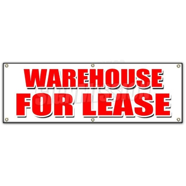 WAREHOUSE FOR LEASE BANNER SIGN a/c ac build to suit loading free rent